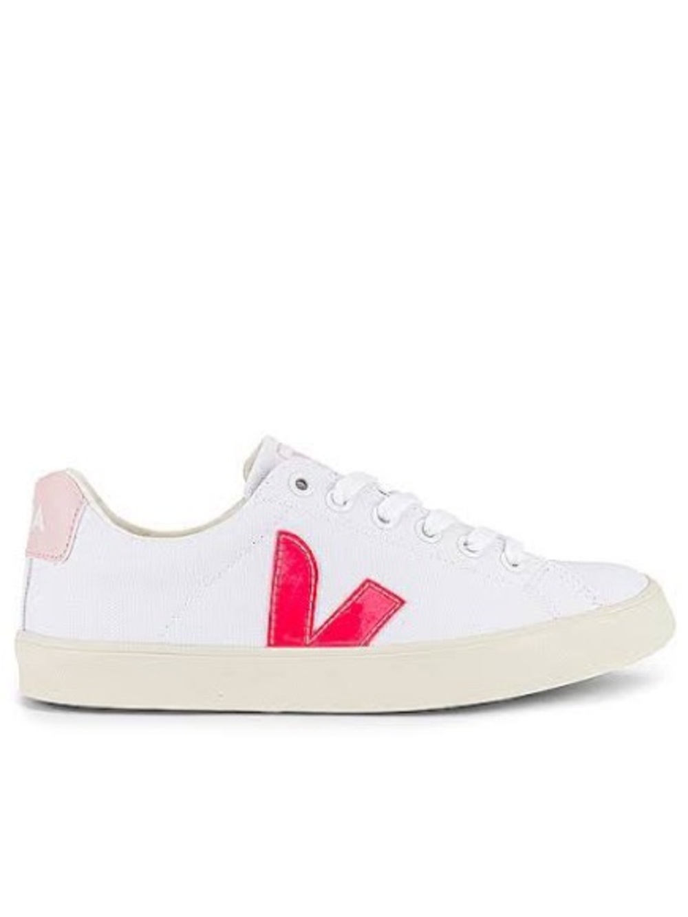 Veja Women's White Low-Top Sneakers with Pink Logo NWOT